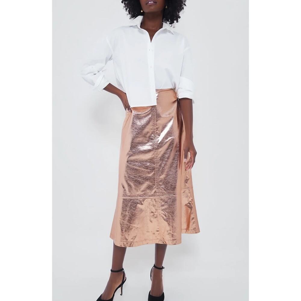 TUCKERNUCK X INDIA HICKS London MIDI Skirt Gold Metallic Size 8 NWT